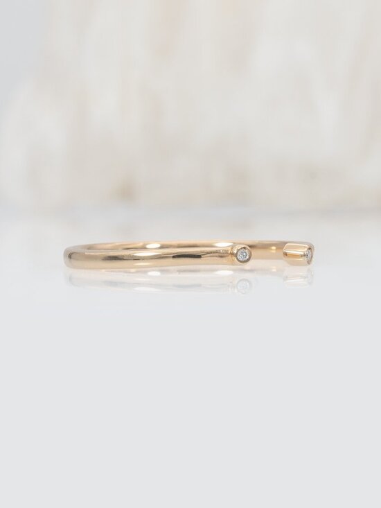 Natural Diamond Accented Stackable Band in Solid 14K Yellow Gold | Fine Jewelry - Picture 8 of 10